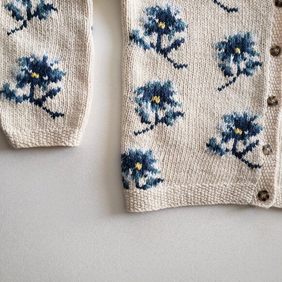Vintage L. L. Bean Floral Button Down Knit Cardigan Sweater Size M - Picture 10 of 16